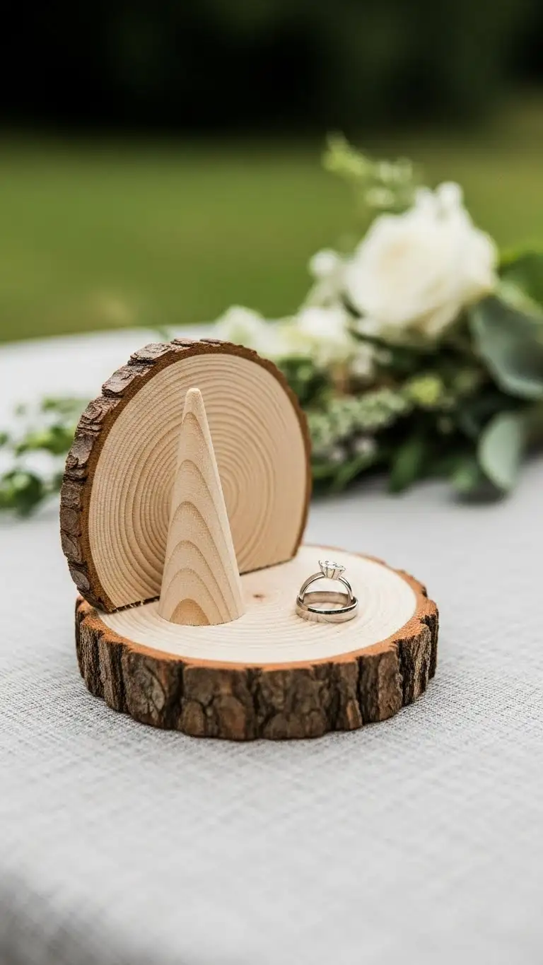 Rustic DIY Wedding Decorations Ideas – 21 Beautiful Designs 20 Handmade Wooden Ring Holder