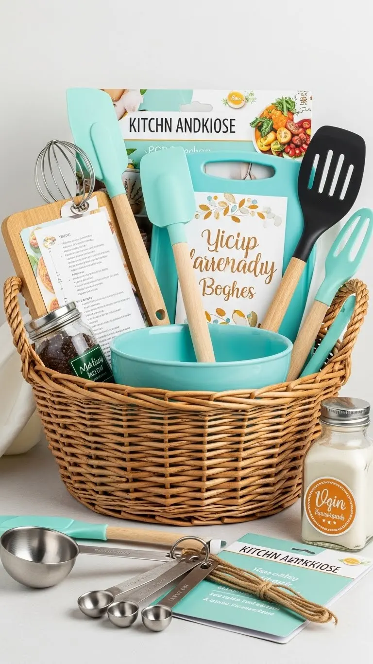 21 Wedding Gift Baskets That Couples Will Love 10 Kitchen Tools and Gadgets Basket