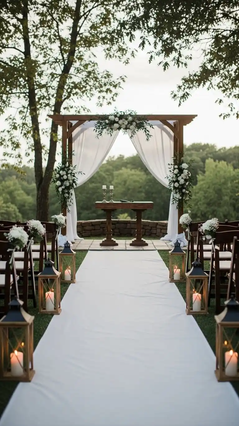 25 Outdoor Wedding Altars Ideas for a Dreamy Ceremony 19 Lantern-Lined Altar Setup