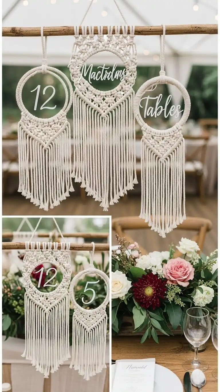 21 DIY Wedding Table Numbers to Elevate Your Reception Decor 16 Macrame Table Numbers