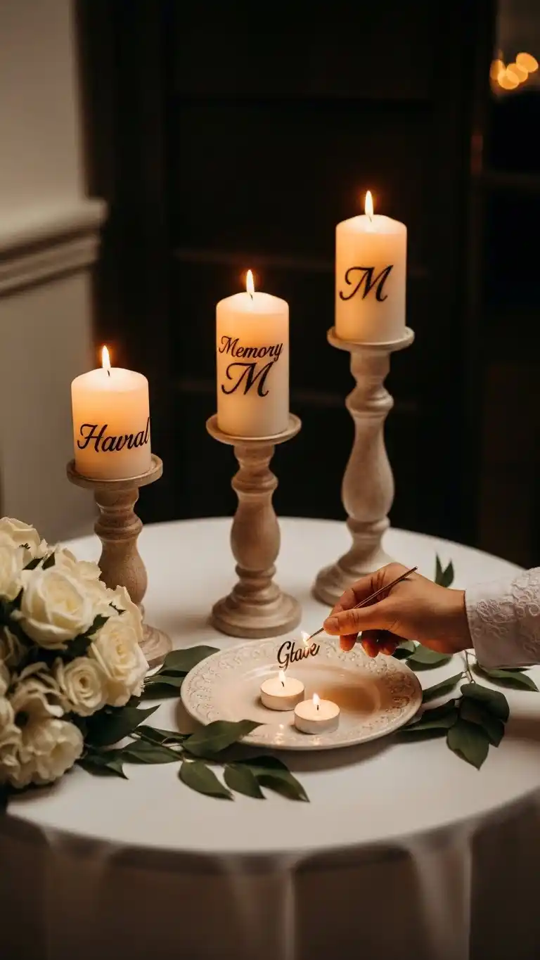 23 Meaningful Wedding Memorial Table Ideas for Your Big Day 6 Memory Candles