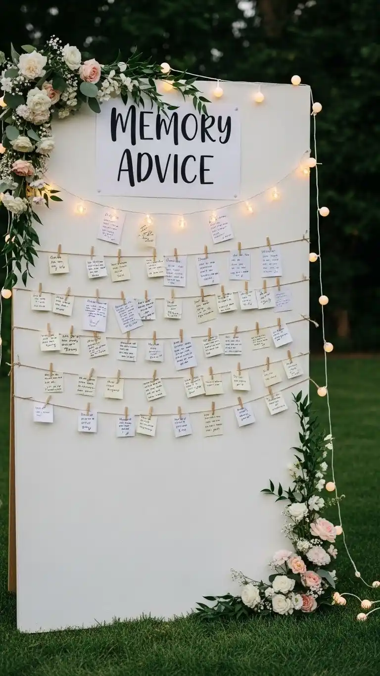 25 Backyard Engagement Party Ideas Perfect for Every Backyard 20 Memory or Advice Wall