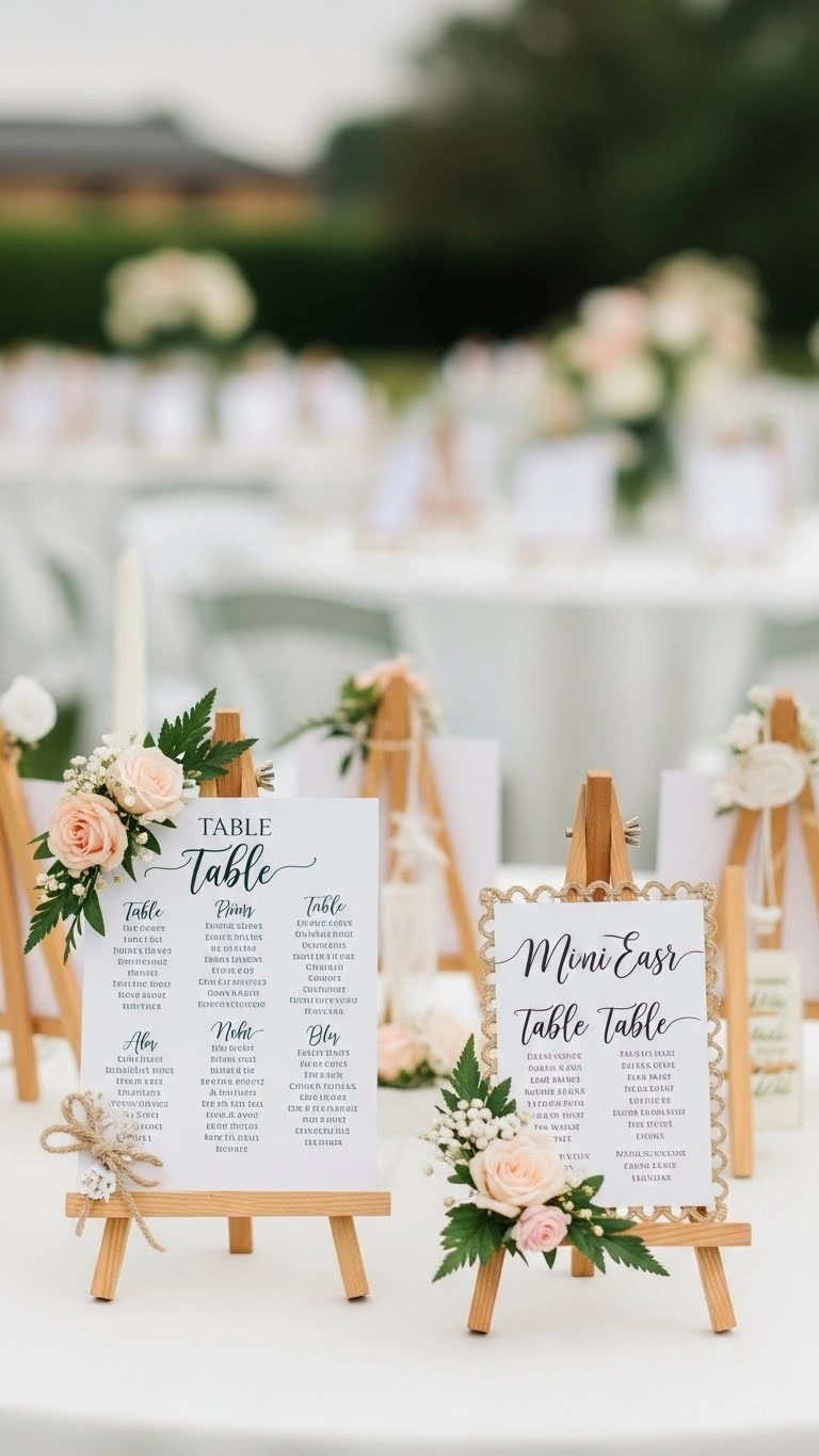 21 Unique Wedding Seating Chart Ideas That Wow Guests 15 Mini Easels for Each Table