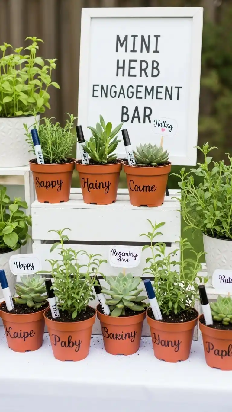25 Backyard Engagement Party Ideas Perfect for Every Backyard 25 Mini Herb or Plant Bar