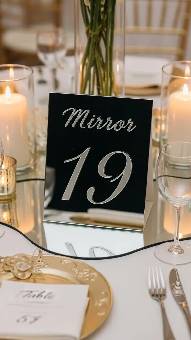 21 DIY Wedding Table Numbers to Elevate Your Reception Decor 15 Mirror Table Numbers