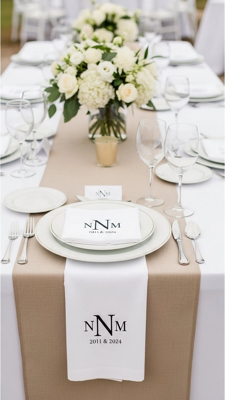 23 Elegant Engagement Party Table Decor Ideas for Every Theme 17 Monogrammed Napkins or Linens