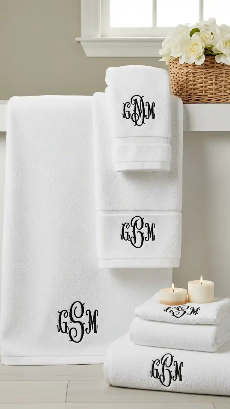 25 Wedding Gift Ideas for Bride and Groom 13 Monogrammed Towel Set for a Stylish Bathroom Upgrade