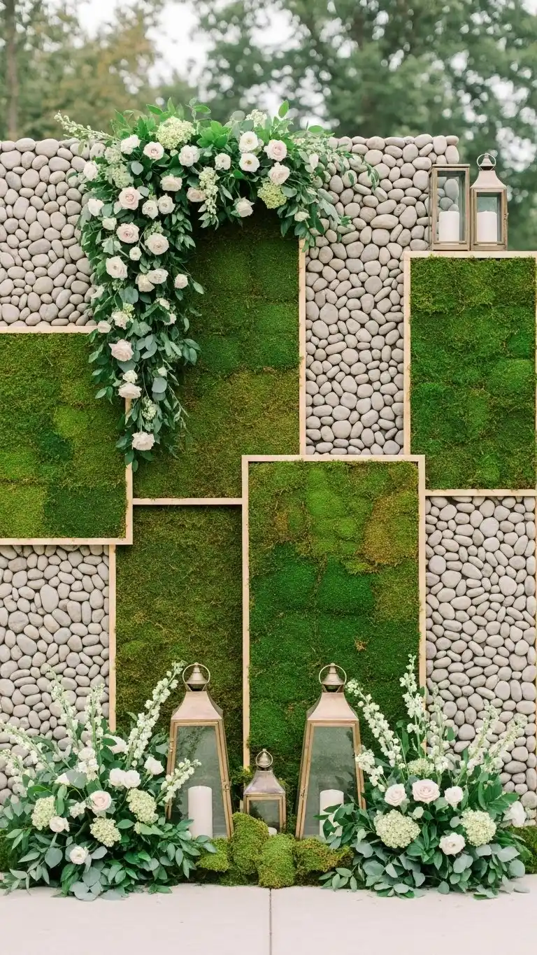 23 Engagement Party Backdrop Ideas That Will Wow Your Guests 21 Nature-Inspired Stone or Moss Backdrop