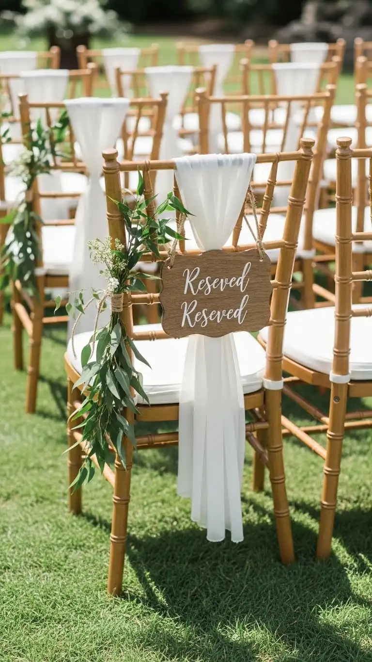 21 Outdoor Wedding Decoration Ideas 9 Personalized Ceremony Chair Decorations