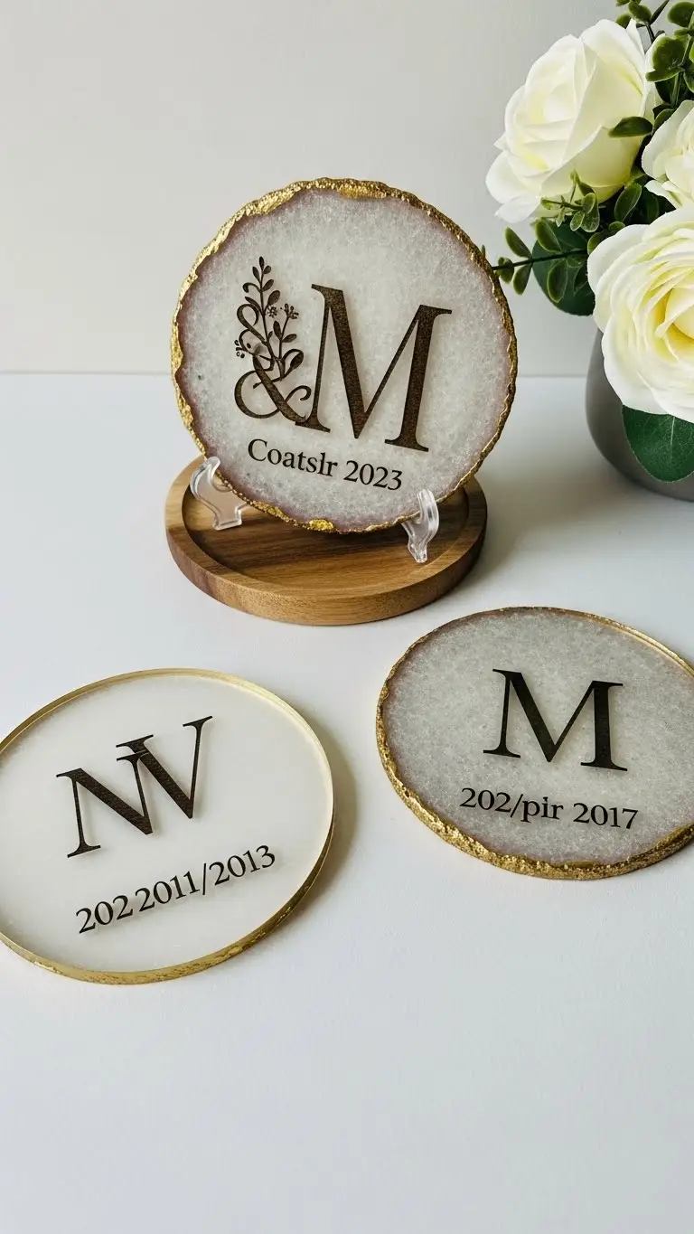 How to Style the Perfect Wedding Gift Table: 21 Must-See Decor Ideas 11 Personalized Coasters with Initials 1
