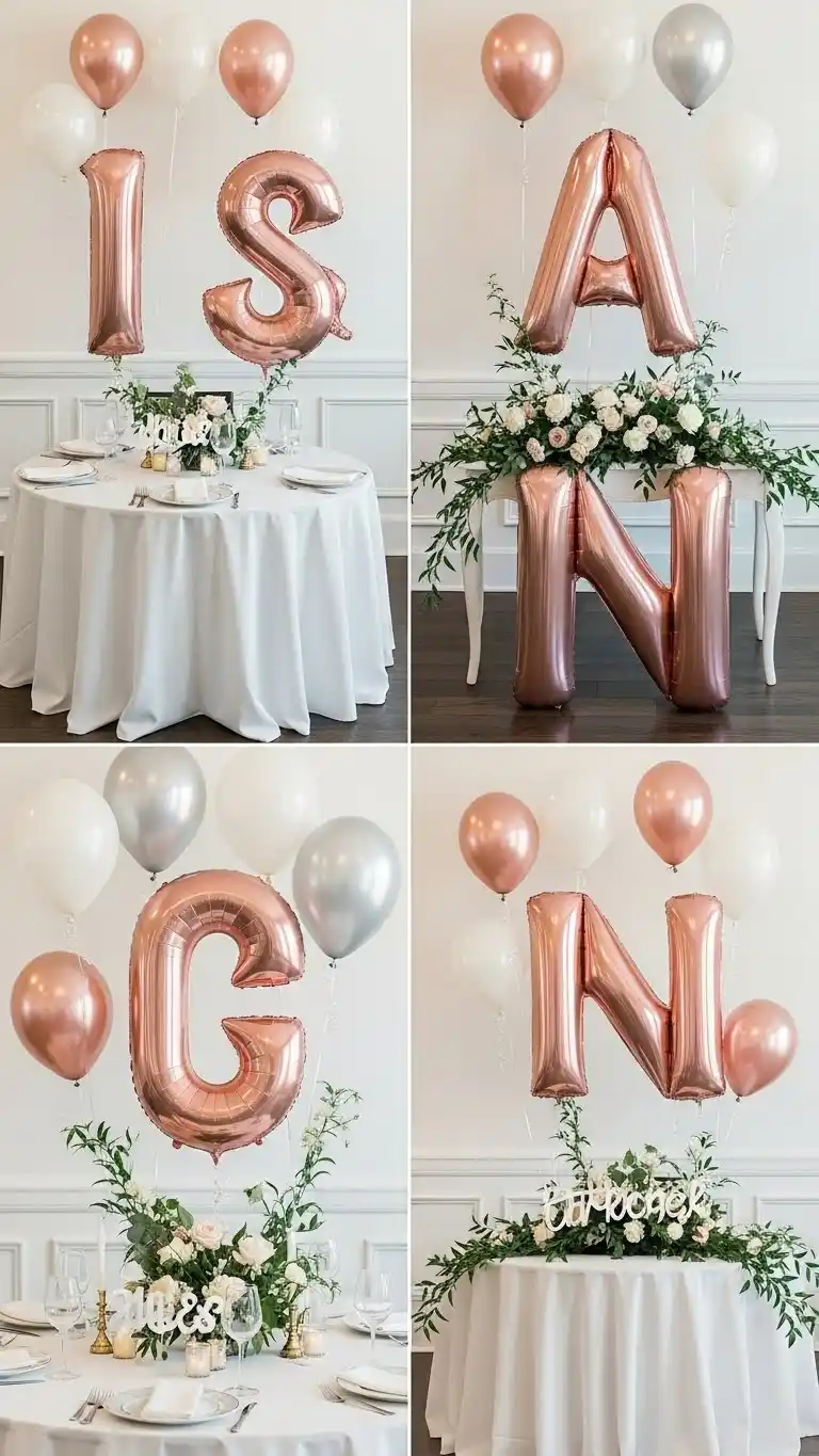 25 Elegant Wedding Balloon Arrangements That Look Expensive 19 Personalized Initial Balloons