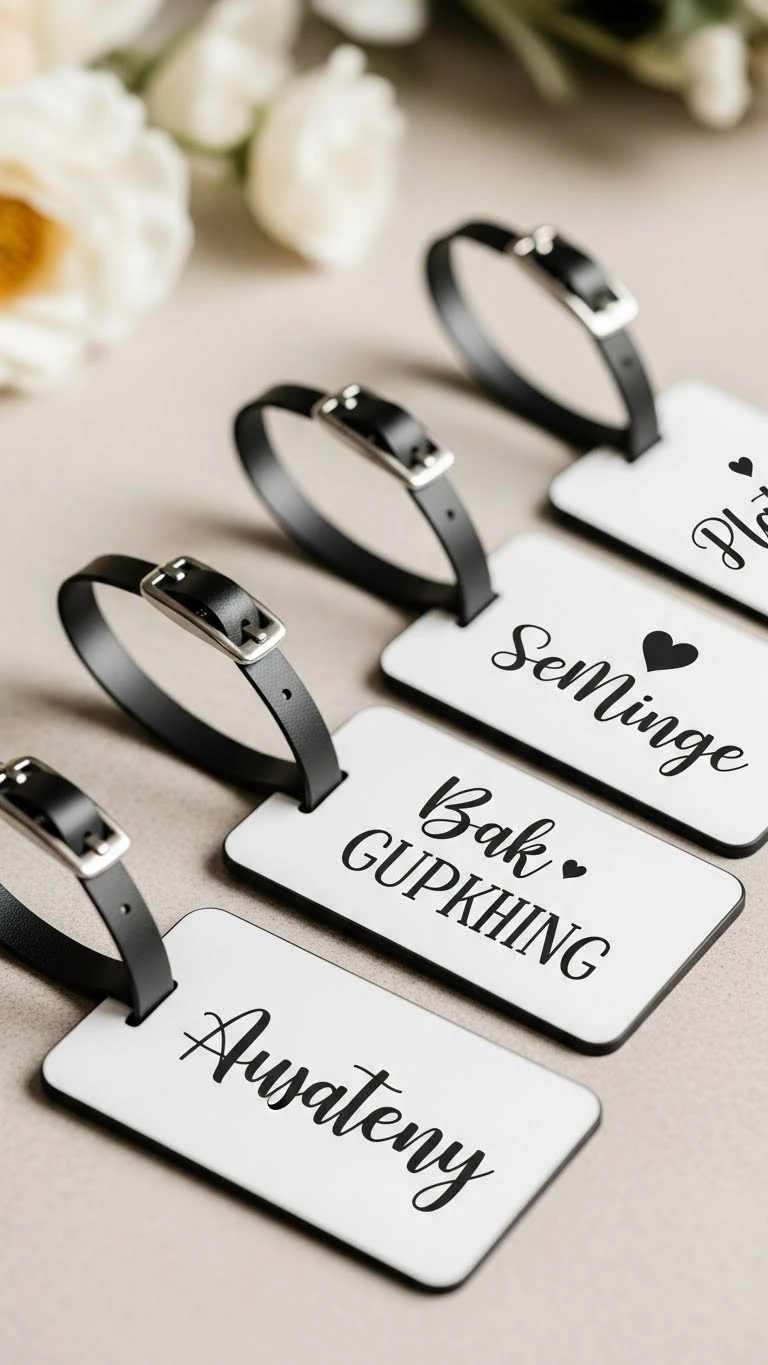 Wedding Gift Favors: 15 Perfect Ideas 16 Personalized Luggage Tags as Travel Inspired Wedding Gift Favors