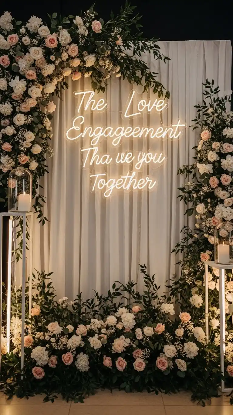 23 Engagement Party Backdrop Ideas That Will Wow Your Guests 24 Personalized Quote or Signage Backdrop