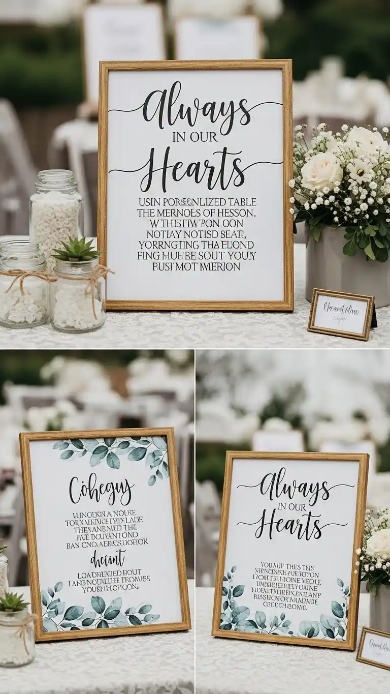 23 Meaningful Wedding Memorial Table Ideas for Your Big Day 7 Personalized Signage