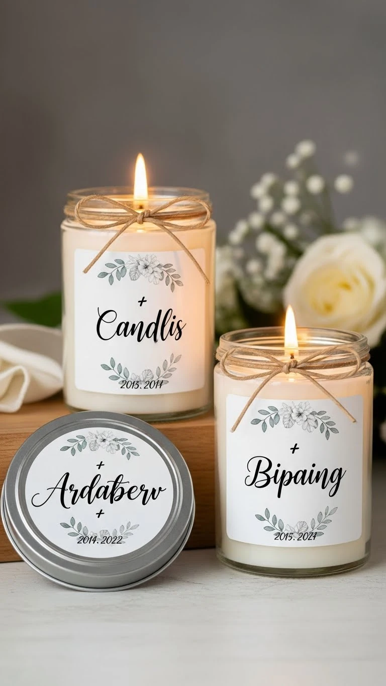 Wedding Gift Favors: 15 Perfect Ideas 5 Personalized Thank You Candles as Wedding Gift Favors
