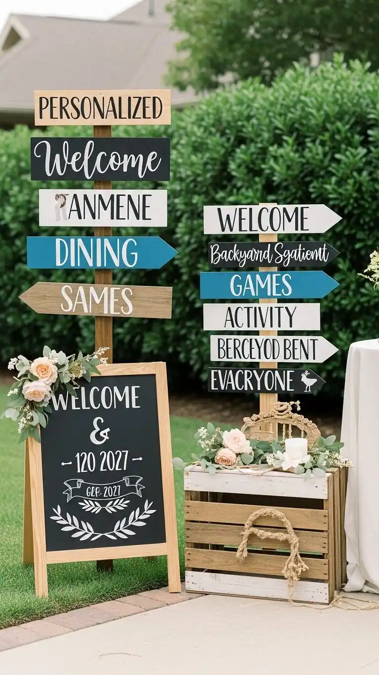 25 Backyard Engagement Party Ideas Perfect for Every Backyard 8 Personalized Welcome Signage