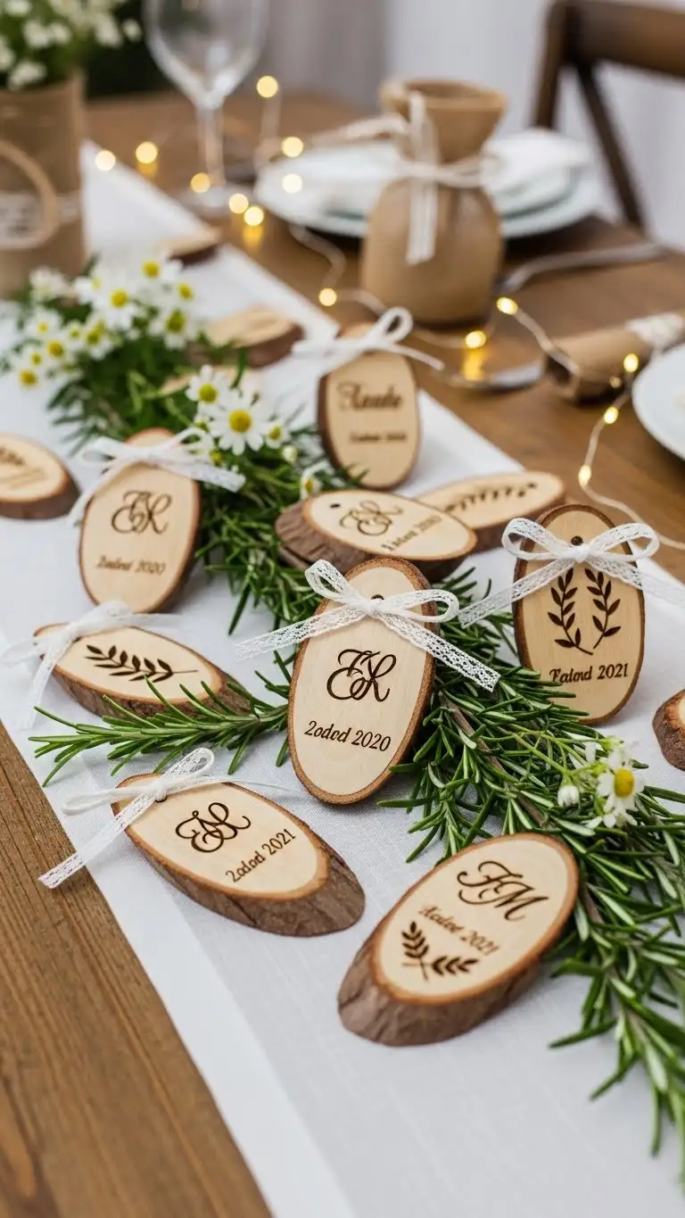 Rustic DIY Wedding Decorations Ideas – 21 Beautiful Designs 24 Personalized Wooden Wedding Favors