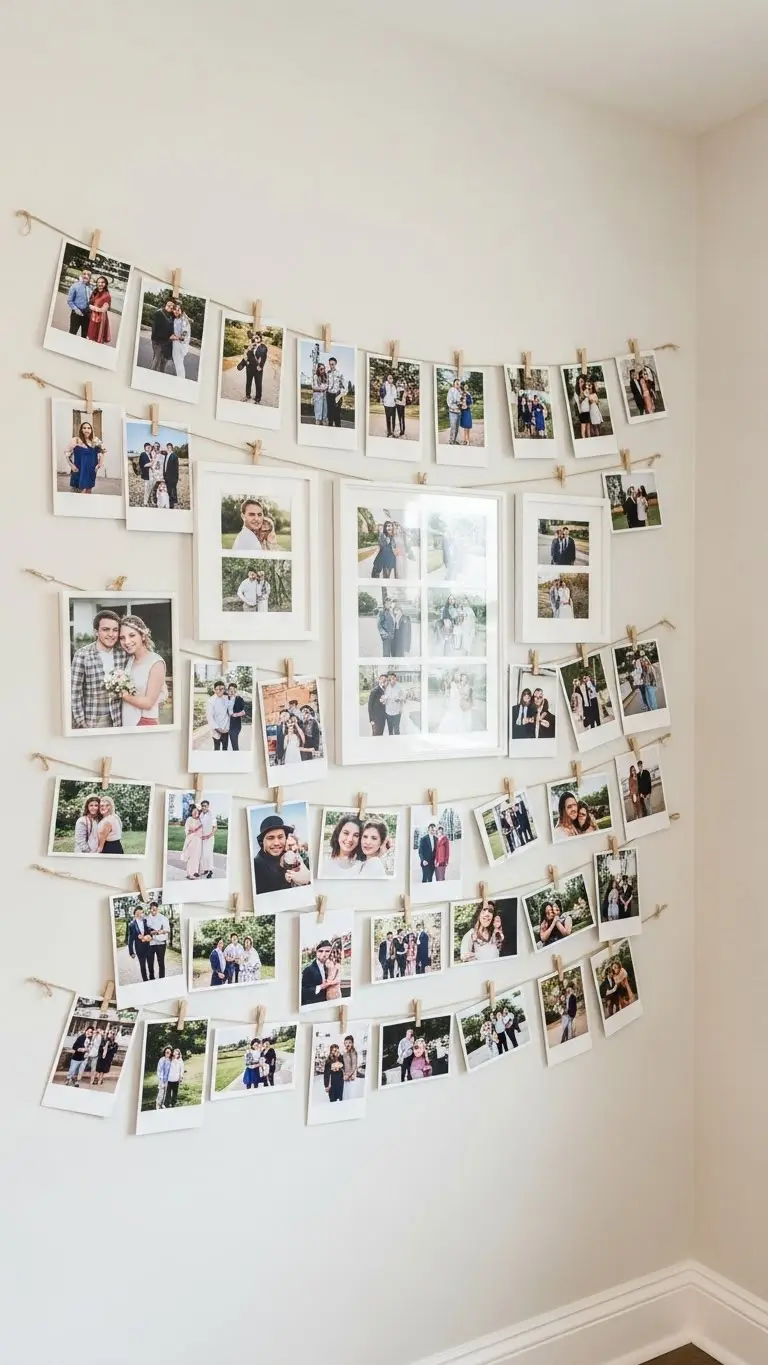 DIY Wedding Decorations at Home: 19 Affordable Ideas 12 Photo Display Walls as DIY Wedding Decorations at Home