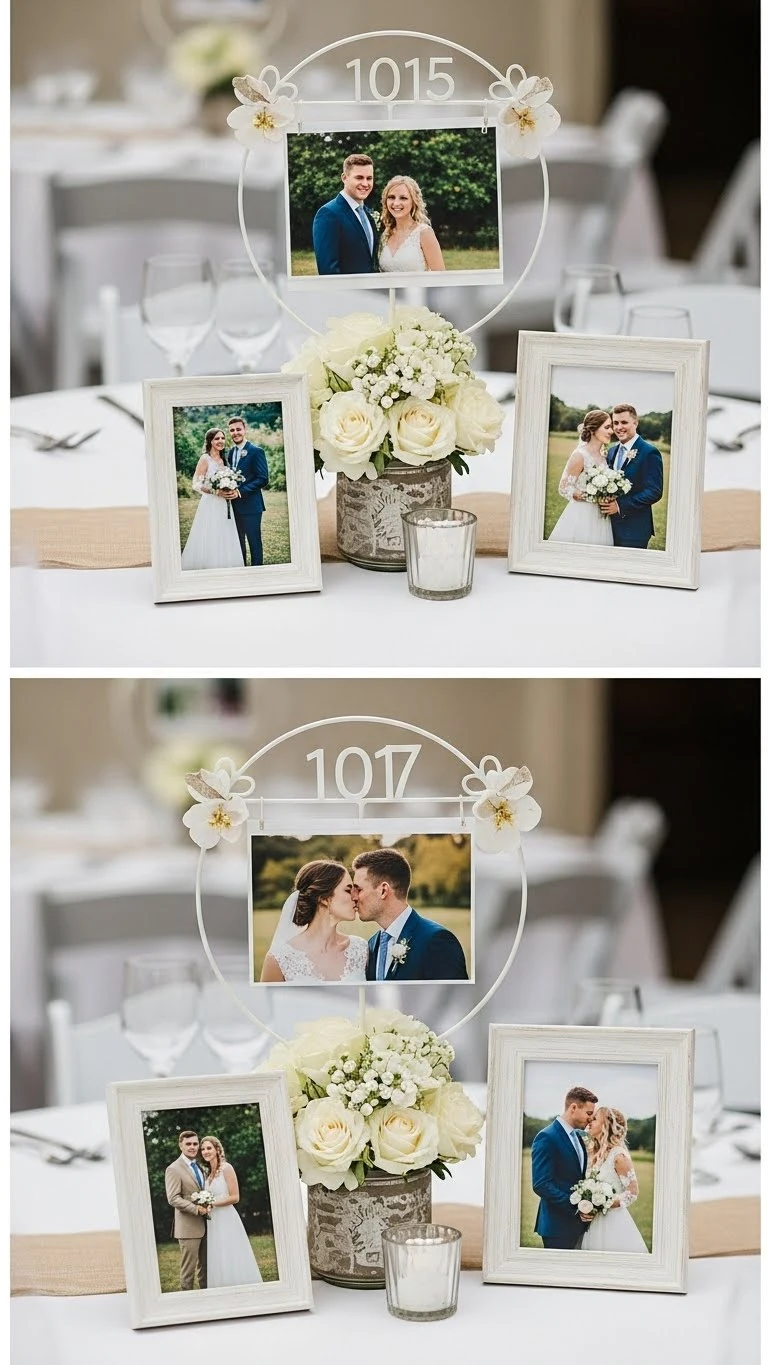 DIY Wedding Decorations Centerpieces: 17 Elegant Ideas 18 Photo-Inspired Centerpieces Featuring the Couple’s Story