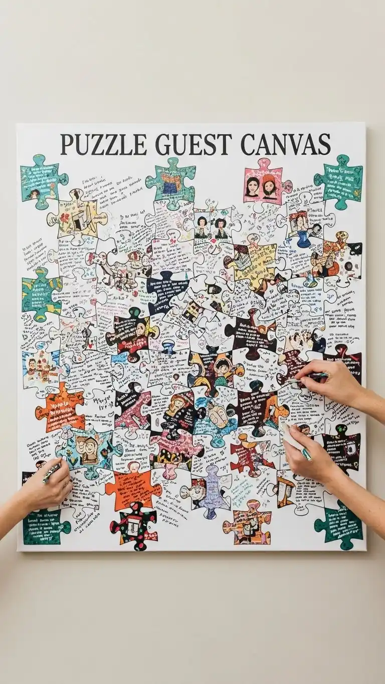 23 Creative Wedding Guest Book Ideas for a Memorable Day 20 Puzzle Guest Canvas