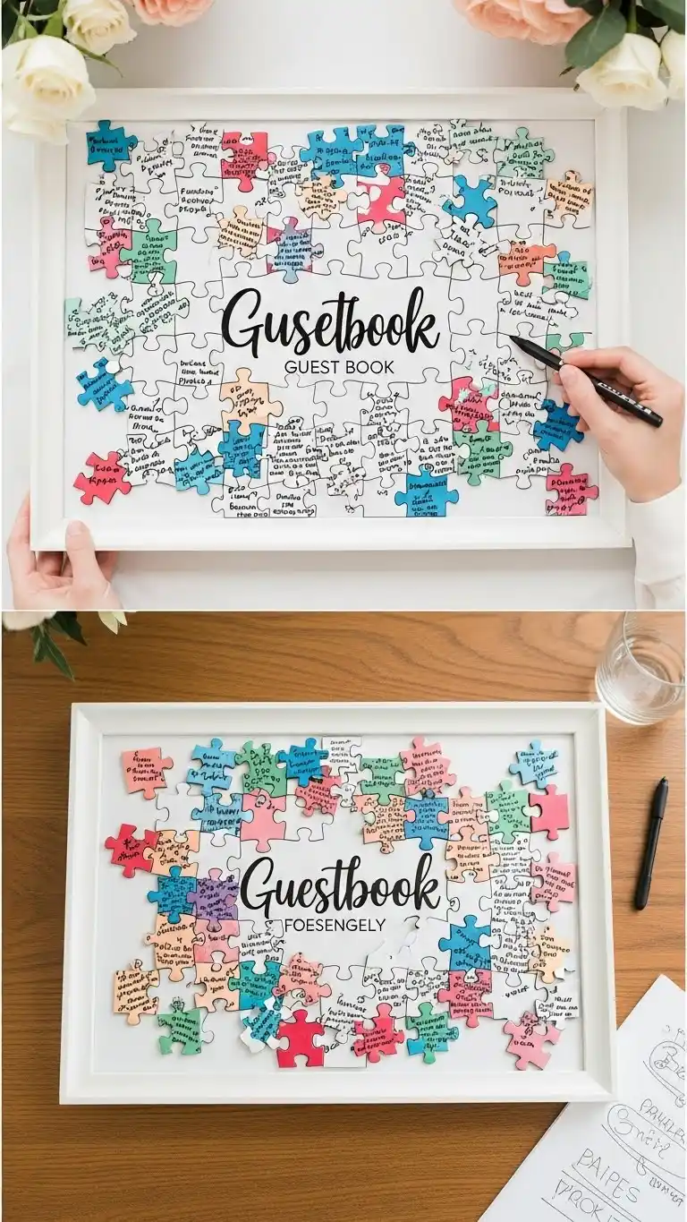 23 Creative Wedding Guest Book Ideas for a Memorable Day 5 Puzzle Piece Guest Book