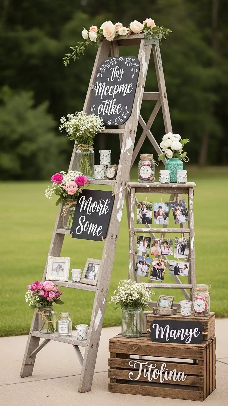 21 Outdoor Wedding Decoration Ideas 15 Repurposed Ladder Decor Displays