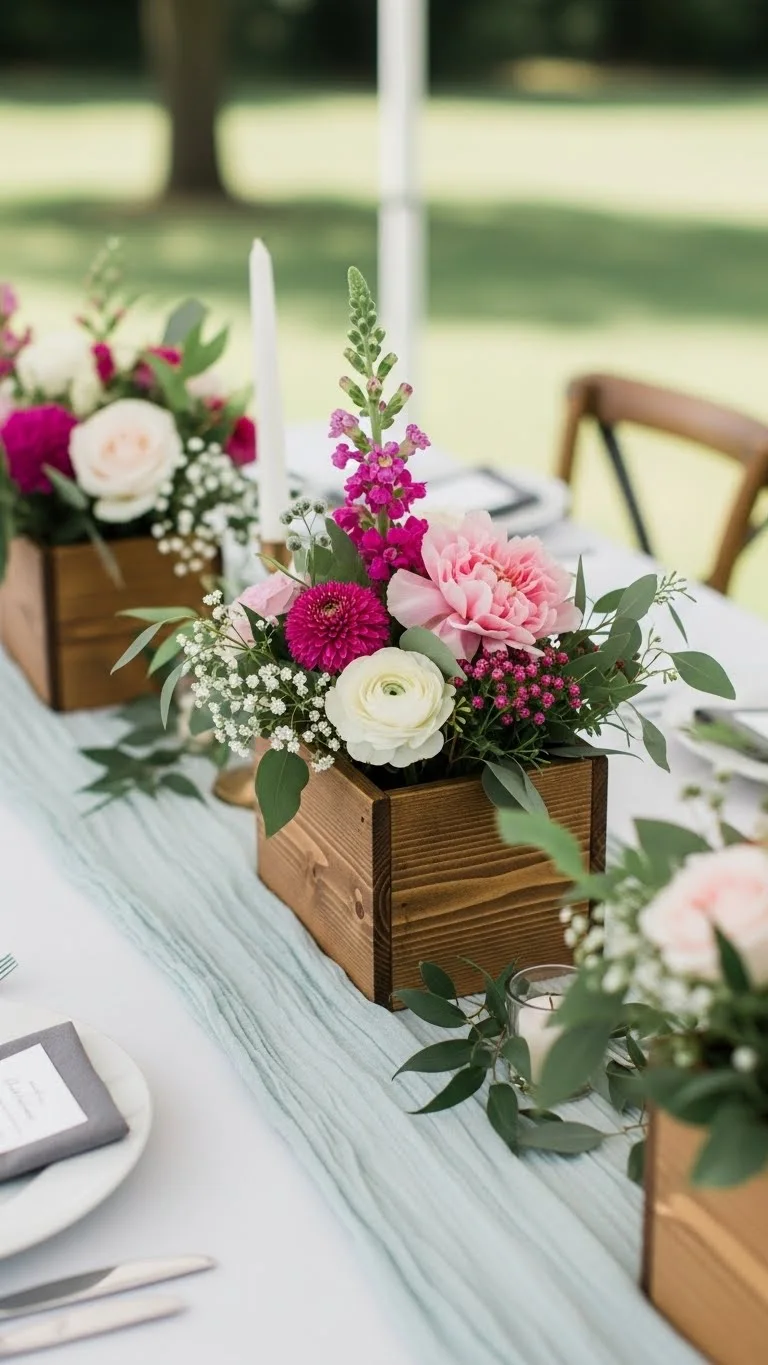 DIY Wedding Decorations Centerpieces: 17 Elegant Ideas 5 Rustic Wooden Box Centerpieces With Seasonal Florals