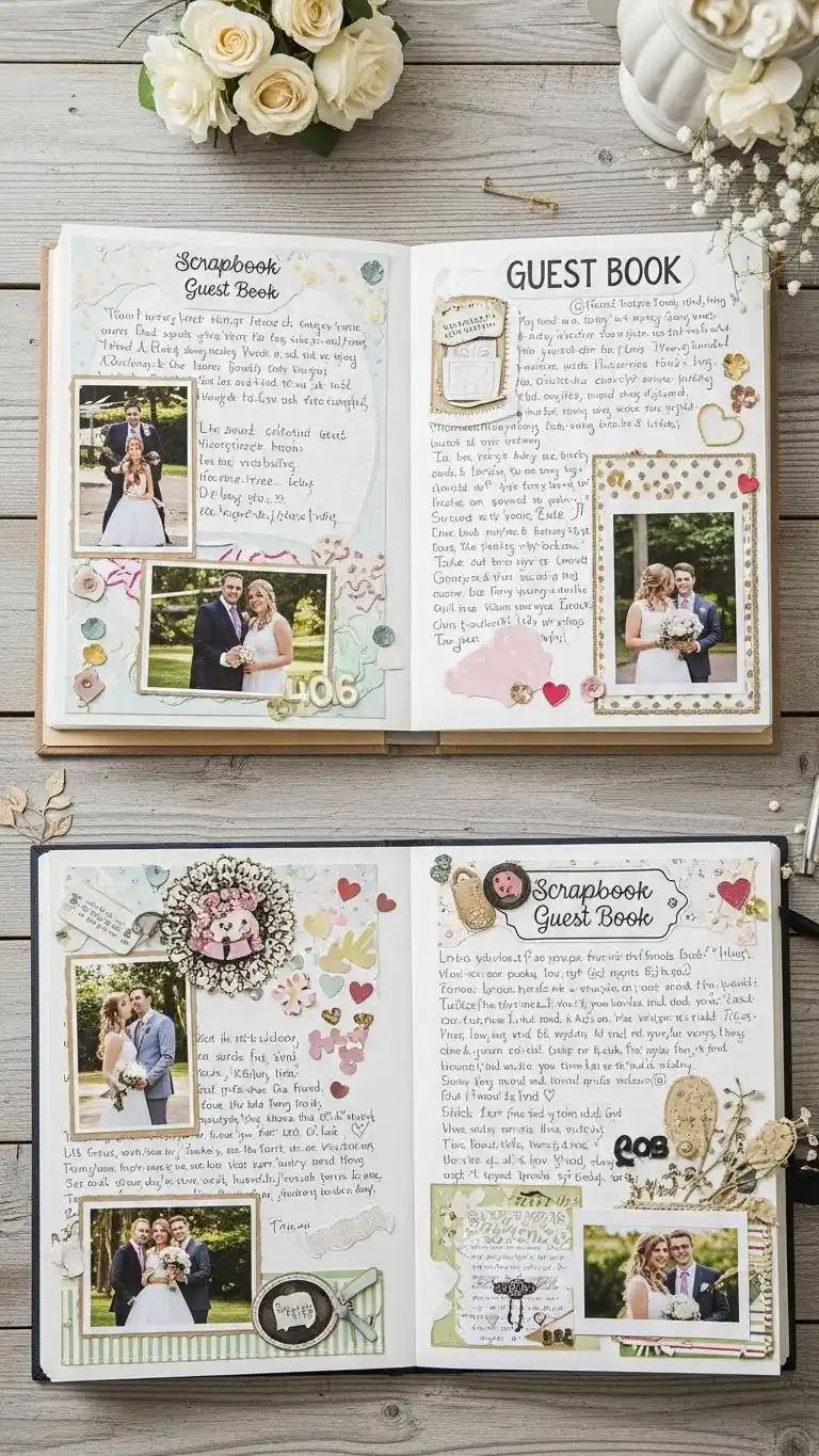 23 Creative Wedding Guest Book Ideas for a Memorable Day 15 Scrapbook Style Guest Book