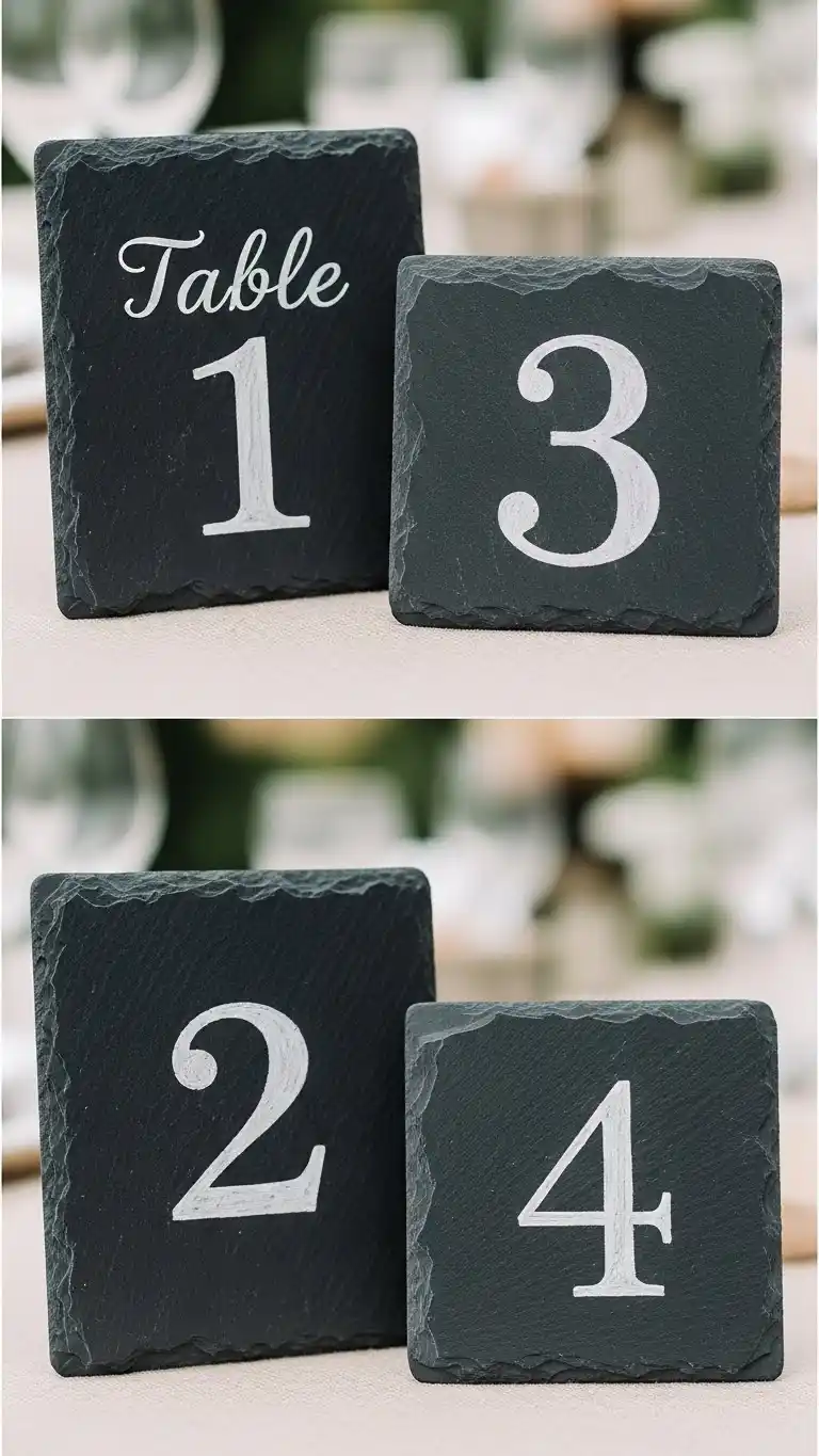21 DIY Wedding Table Numbers to Elevate Your Reception Decor 13 Slate Table Numbers