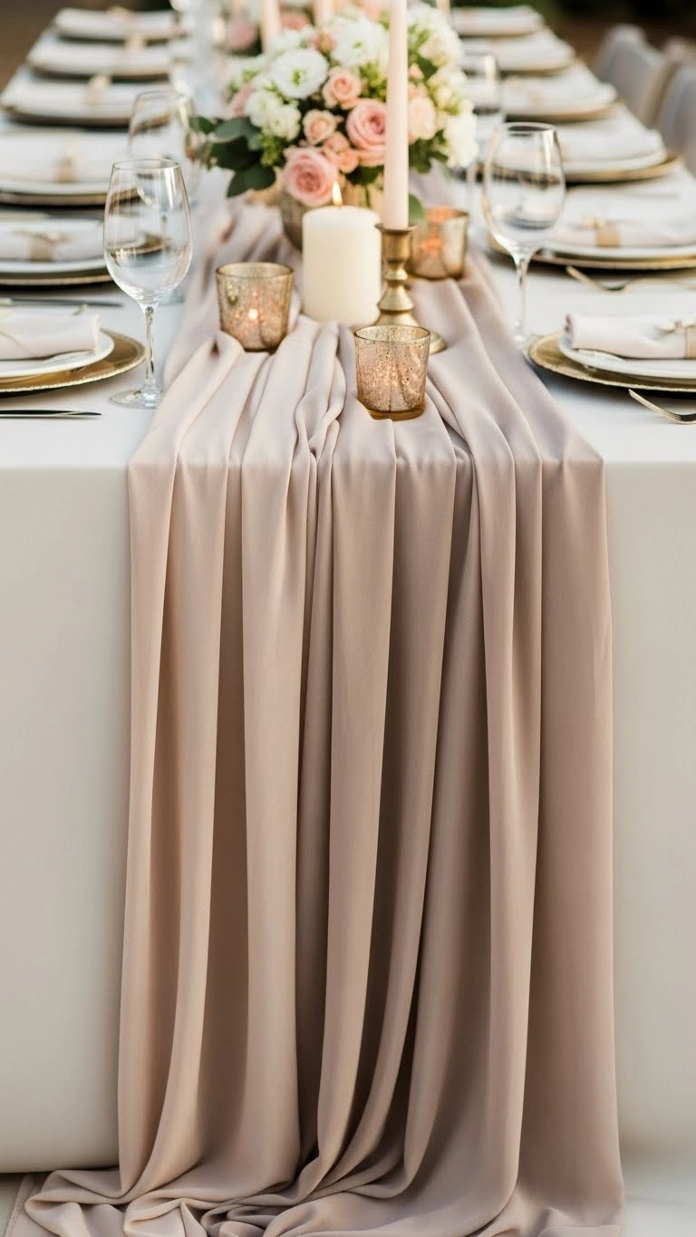 23 Elegant Engagement Party Table Decor Ideas for Every Theme 22 Soft Fabric Drapes
