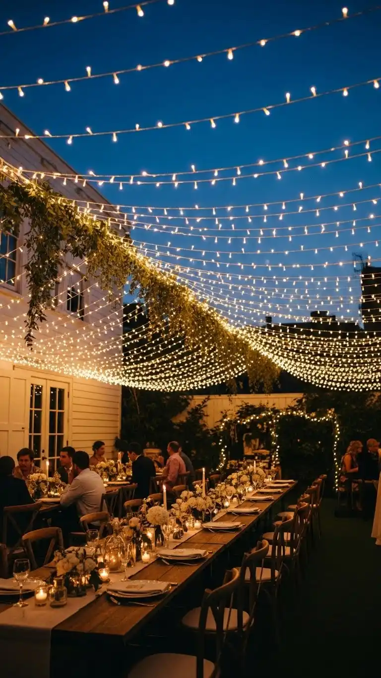 24 Engagement Party Decorations for a Memorable Celebration 6 String Light Canopy