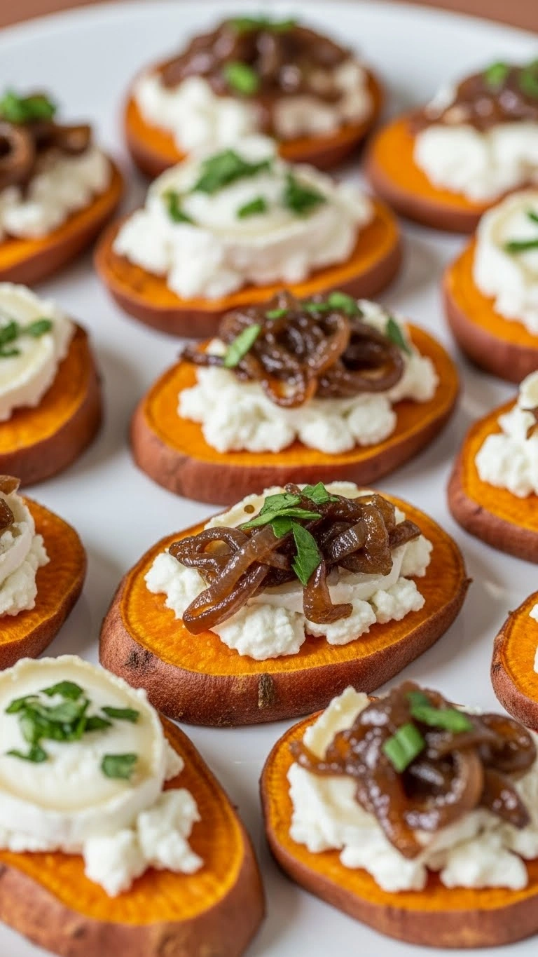 21 Engagement Party Food Ideas for a Delicious Celebration 18 Sweet Potato Crostini