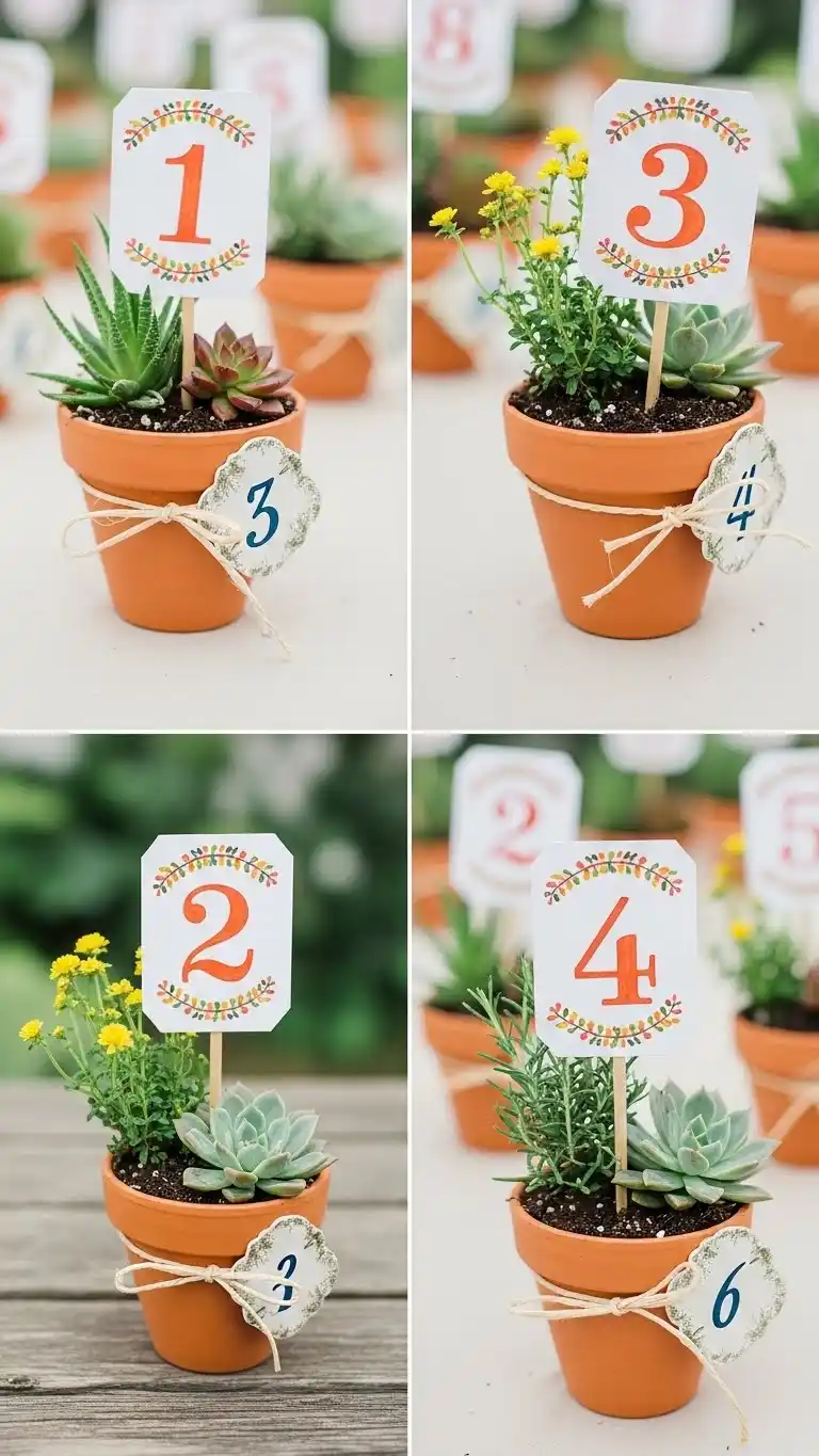 21 DIY Wedding Table Numbers to Elevate Your Reception Decor 25 Terracotta Pot Table Numbers