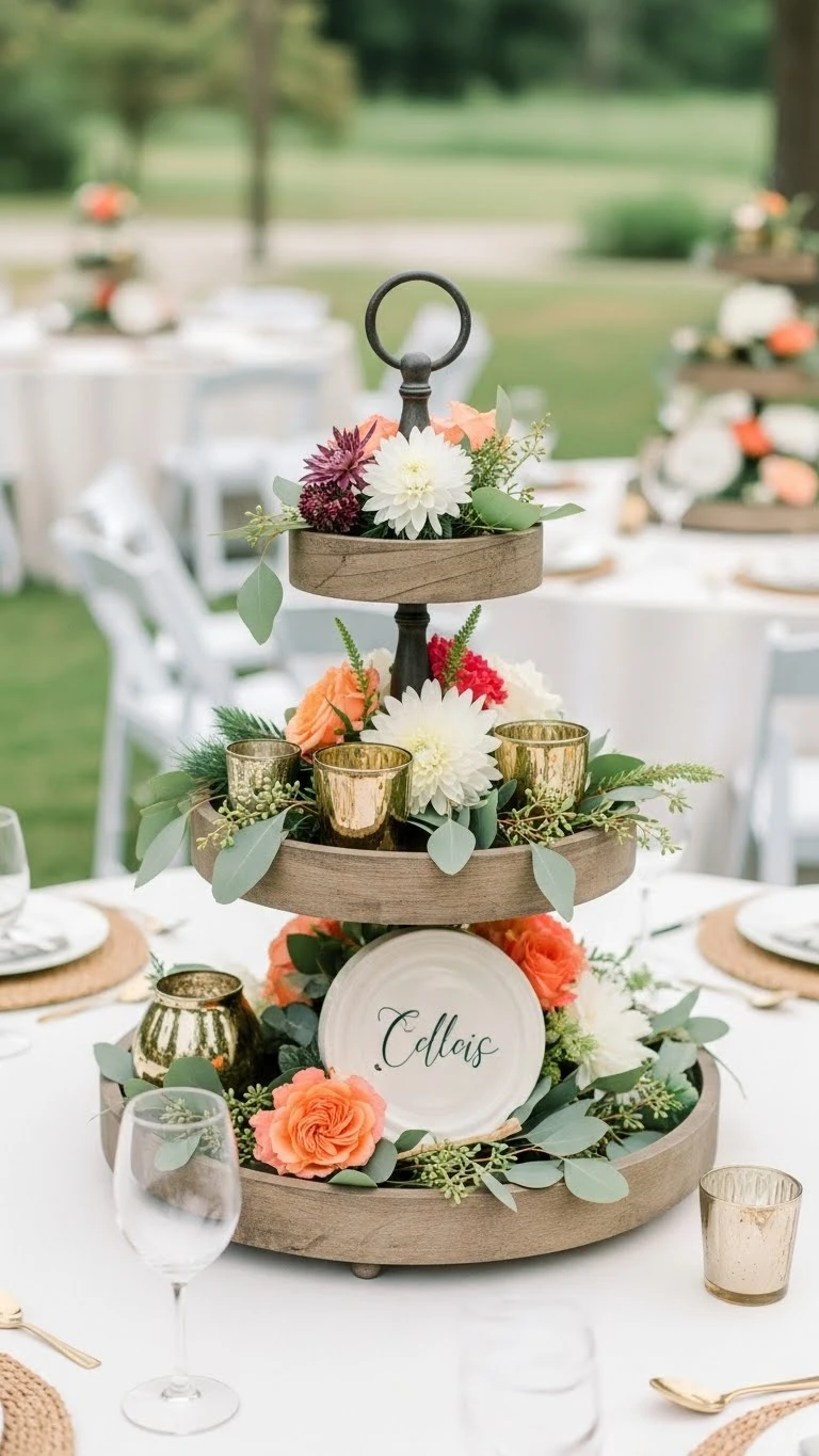 DIY Wedding Decorations Centerpieces: 17 Elegant Ideas 16 Tiered Tray Centerpieces Styled With Wedding Details