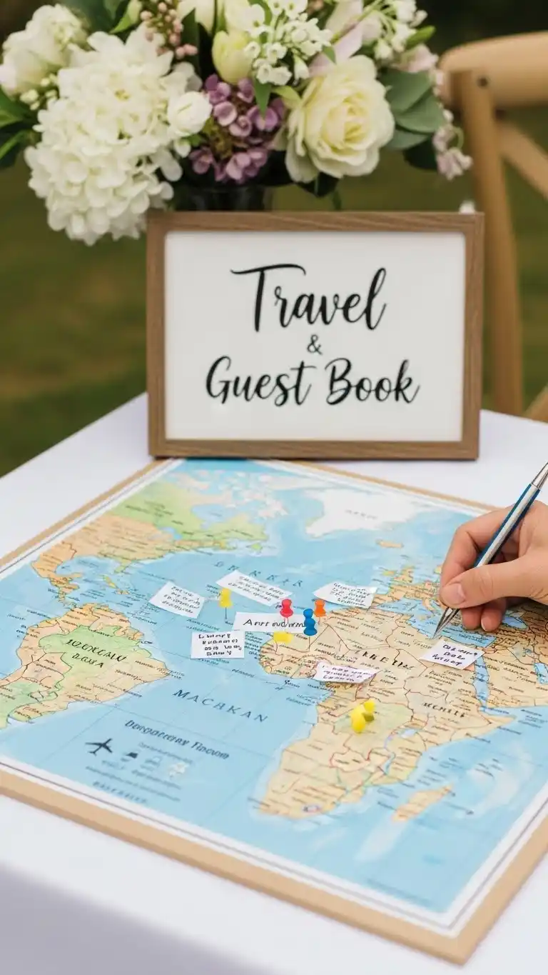 23 Creative Wedding Guest Book Ideas for a Memorable Day 11 Travel Map Guest Book