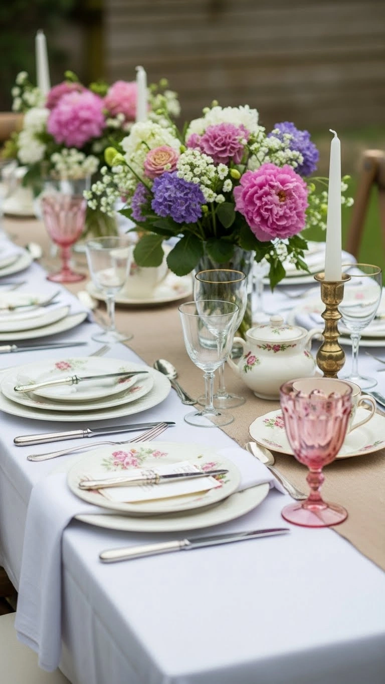 23 Elegant Engagement Party Table Decor Ideas for Every Theme 13 Vintage Tableware