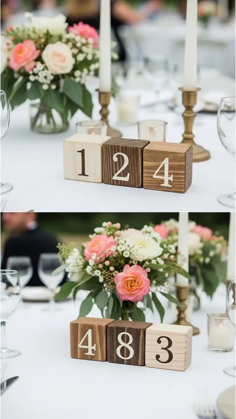 21 DIY Wedding Table Numbers to Elevate Your Reception Decor 24 Wooden Block Table Numbers