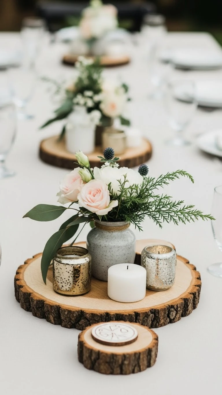 DIY Wedding Decorations Centerpieces: 17 Elegant Ideas 19 Wooden Slice Centerpieces With Natural Textures