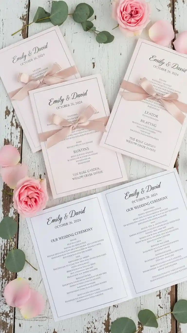 21 Pink Wedding Ceremony Decor Ideas That Feel Soft & Dreamy 14 Pink Ceremony Programs with Elegant Typography