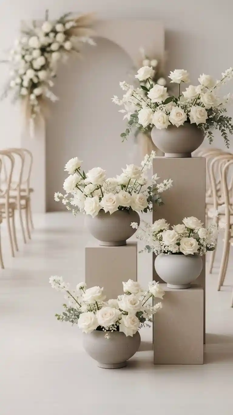 21 Neutral Wedding Ceremony Décor Ideas You’ll Love 24 Neutral Stone or Ceramic Vases for Refined Floral Displays