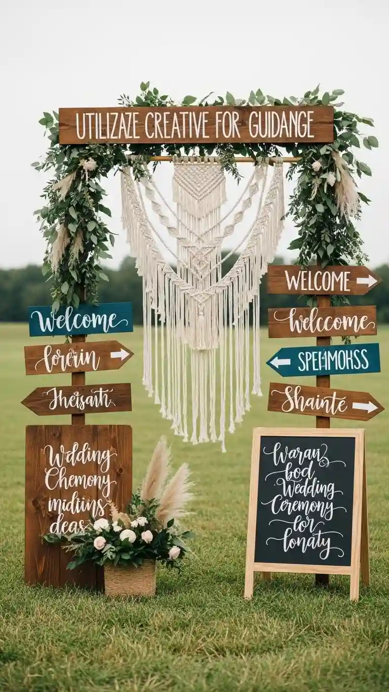 25 Boho Wedding Ceremony Décor Ideas That Wow Guests 17 Utilize Creative Signage for Guidance and Décor