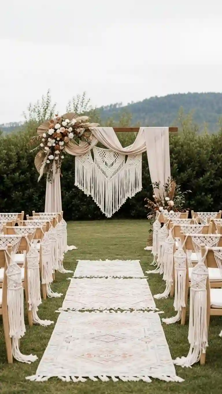 25 Boho Wedding Ceremony Décor Ideas That Wow Guests 26 Incorporate Textured Fabrics for Added Depth