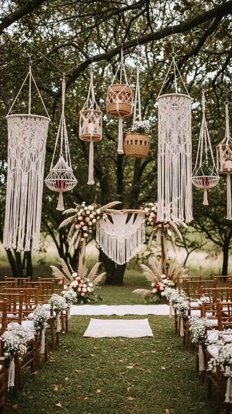 25 Boho Wedding Ceremony Décor Ideas That Wow Guests 28 Enhance the Space With Hanging Décor Elements