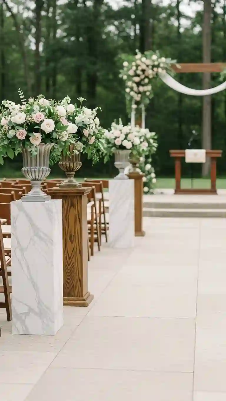 27 Classy Wedding Ceremony Décor Ideas You’ll Love 18 Decorative Pillars or Pedestals for Floral Arrangements