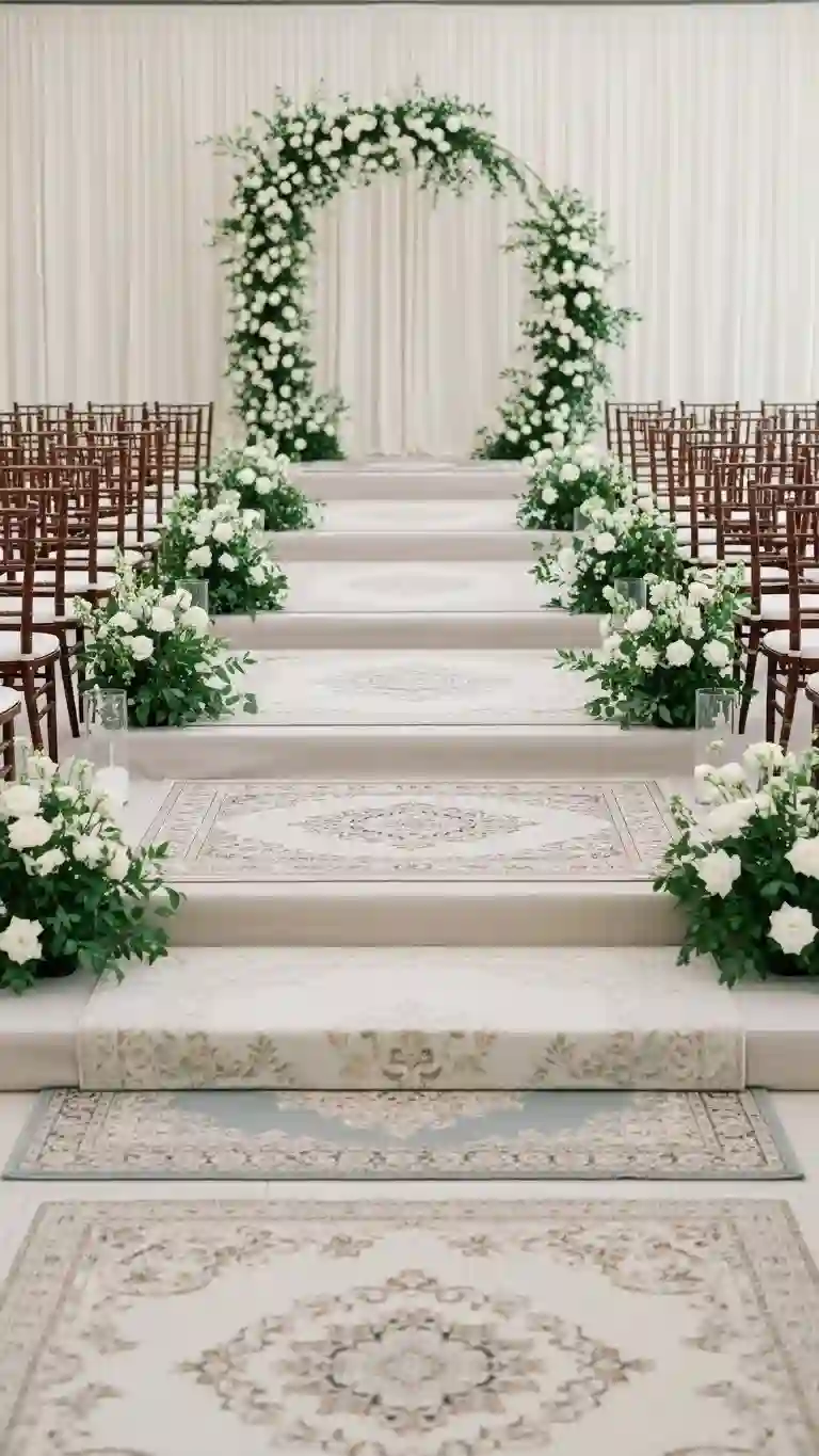 27 Classy Wedding Ceremony Décor Ideas You’ll Love 25 Coordinated Aisle Rugs or Carpets
