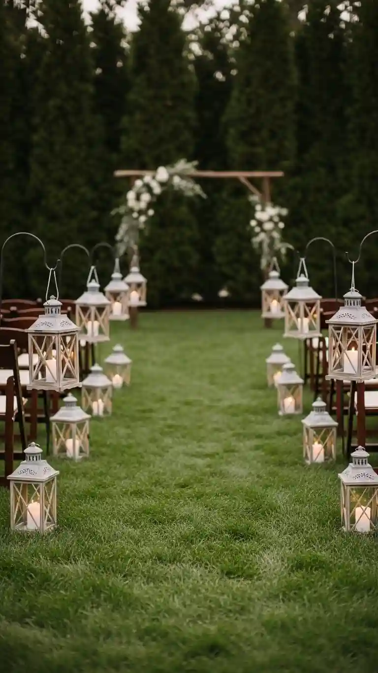 25 Backyard Wedding Ceremony Decor You’ll Love 7 Hanging Lantern Pathway