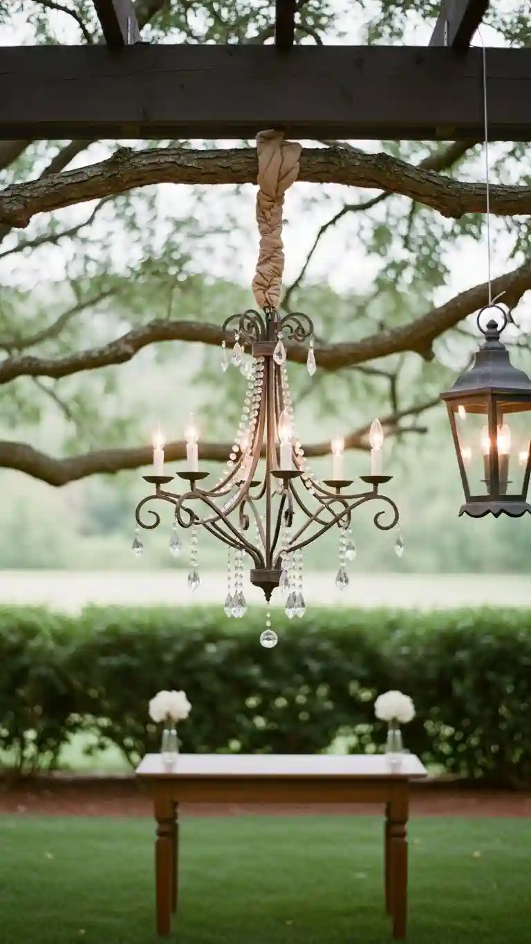 25 Backyard Wedding Ceremony Decor You’ll Love 20 Outdoor Chandelier Focal Point