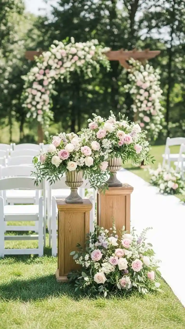25 Backyard Wedding Ceremony Decor You’ll Love 15 Garden-Inspired Ceremony Pedestals
