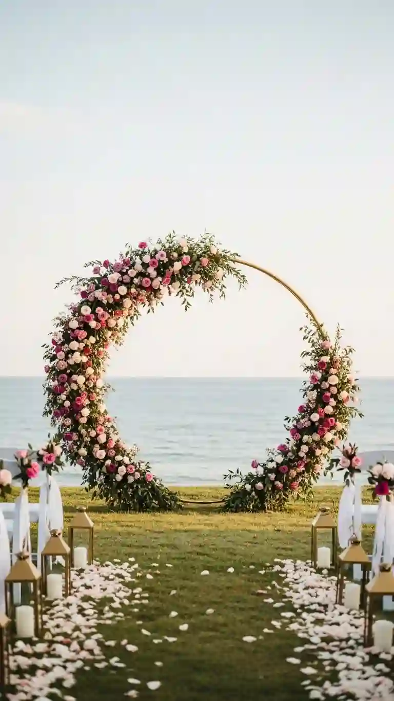 Whimsical Circle Arch Filled with Seasonal Blooms Whimsical Circle Arch Filled with Seasonal Blooms