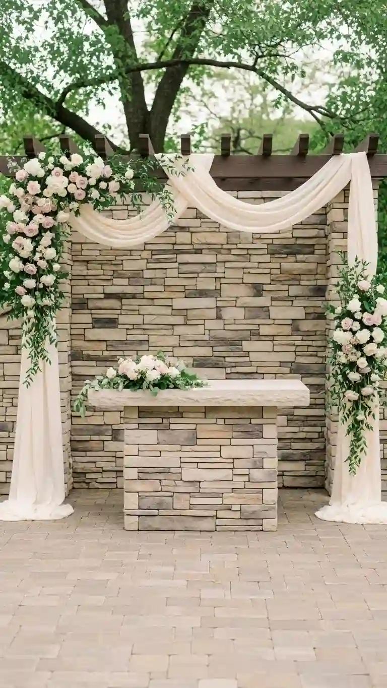 Stone or Brick Outdoor Wedding Altar for Timeless Charm Stone or Brick Outdoor Wedding Altar for Timeless Charm